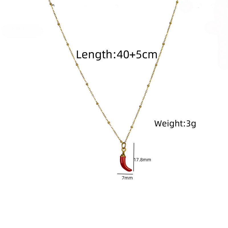 Wholesale Three-Dimensional Chili Crab Stainless Steel Oil Drop Necklace