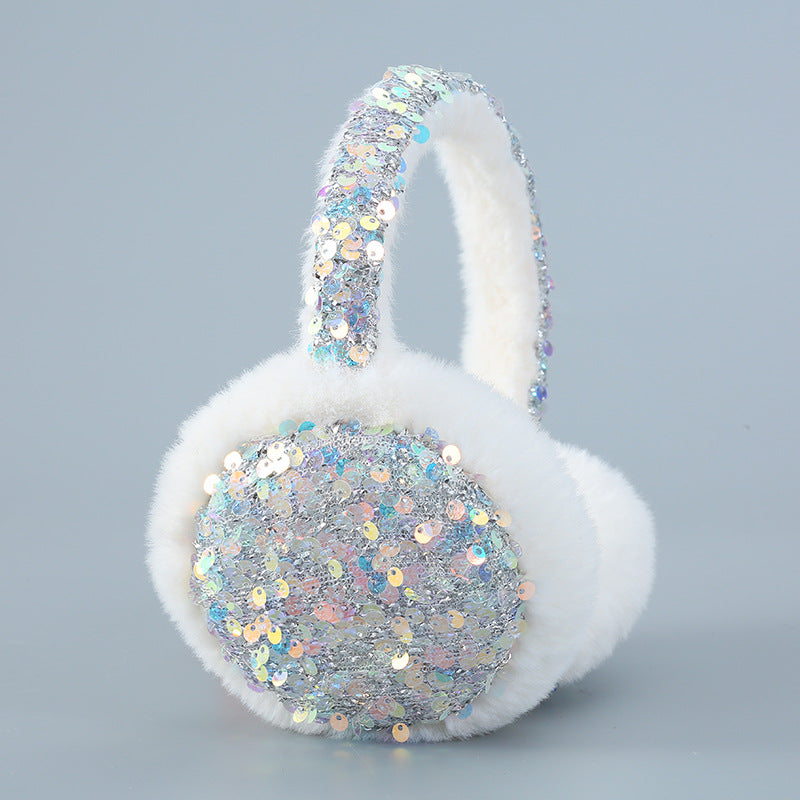 Wholesale Sequins Warm Cute Winter Earmuffs Plush Antifreeze Ear Warmer