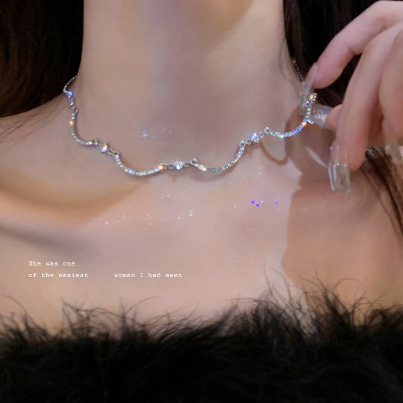 Wholesale Ultra Flash Zircon Wave Alloy Necklaces