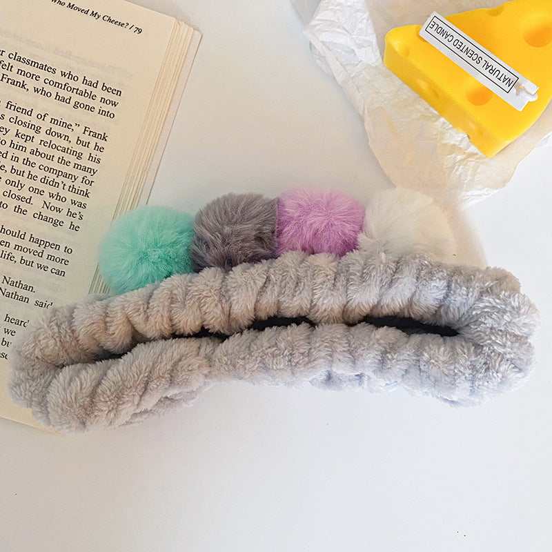 Wholesale Fabric Colored Plush Ball Hair Hoop