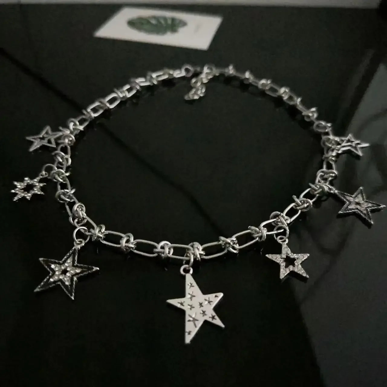 Wholesale Vintage metal necklace with zircon five-pointed star