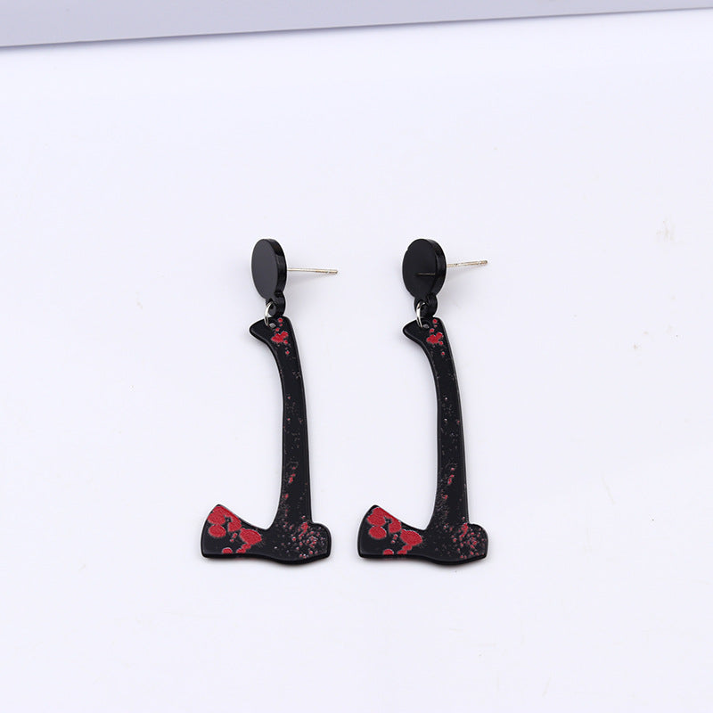 Wholesale Halloween Acrylic Print Blood Knife Earrings