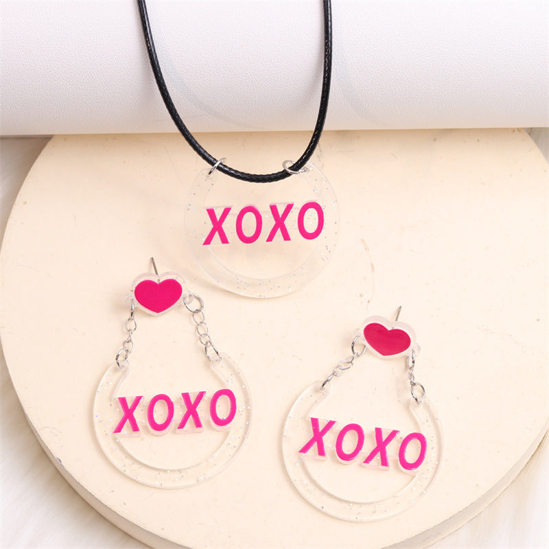 Wholesale Valentine's Day XOXO Heart Acrylic Earrings