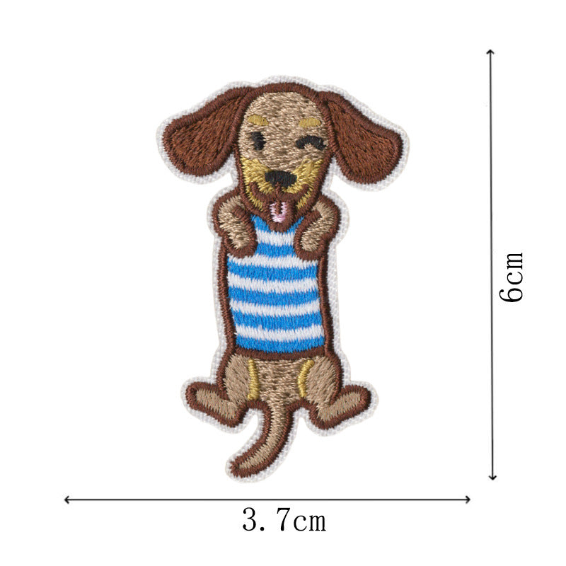 Wholesale Modern Dachshund Embroidered Patch Set 10 Pieces Cute Iron On Appliques For Sweatshirts Backpacks Coats DIY Craft Supply