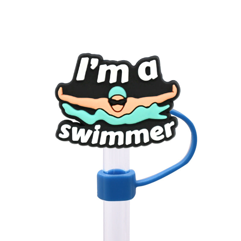 Wholesale Random 100pcs 10MM swimming dust plug straw hat creative DIY cup straw accessories