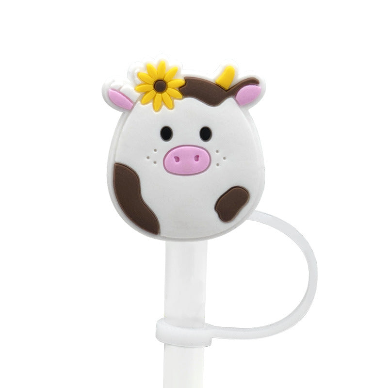 Wholesale of 10pcs Cute Doll Silicone Straw Sets