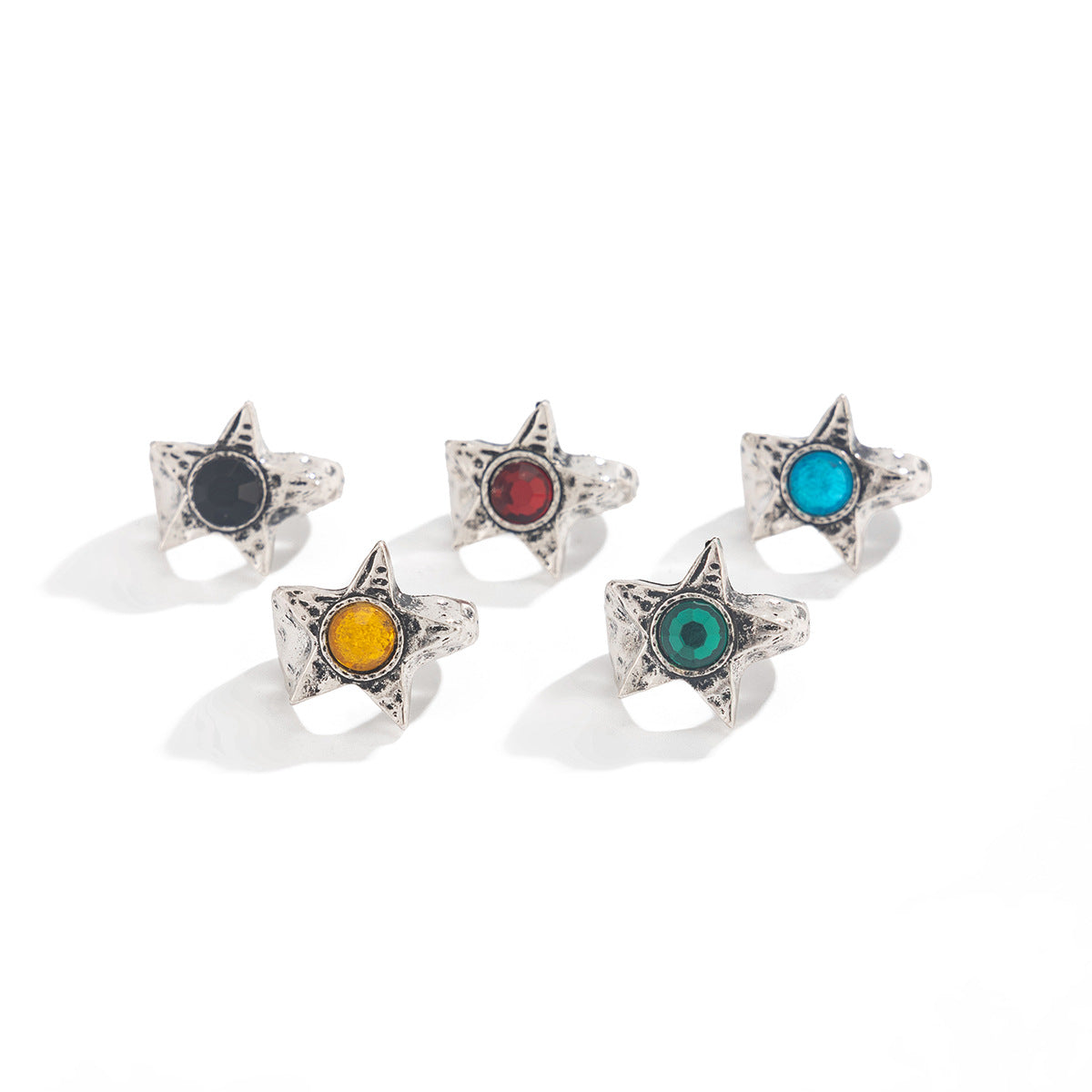 Wholesale Men' s diamond-encrusted five-pointed star irregular ring