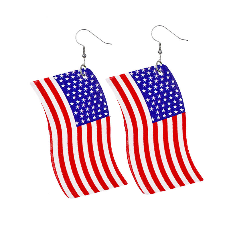 Wholesale American Independence Day Leather Earrings