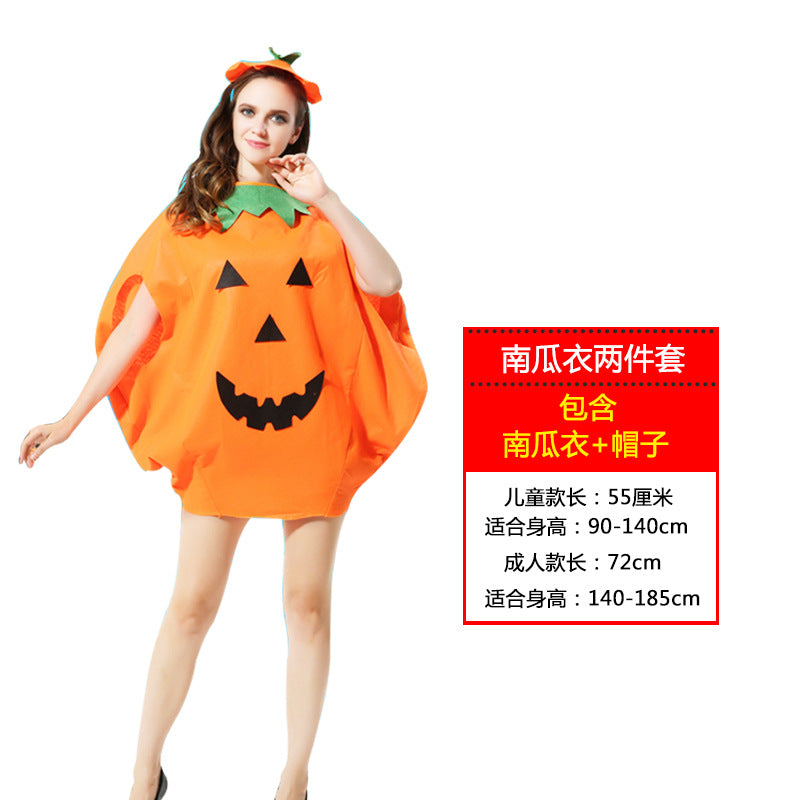 Wholesale Halloween Kids Adult Pumpkin Costume Pumpkin Bag Pumpkin Hat Set Show Festive Props
