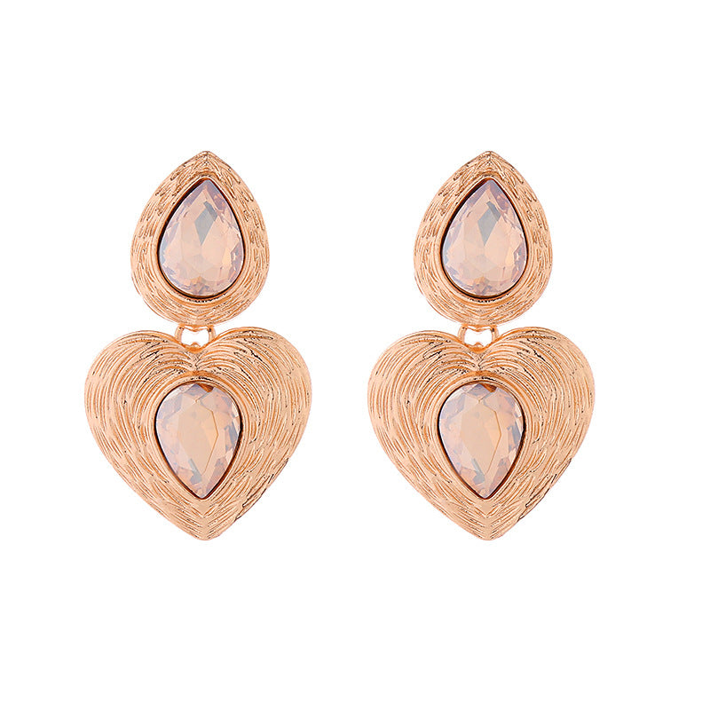 Wholesale Retro Metal Irregular Multi-layered Love Antique Style Golden Earrings