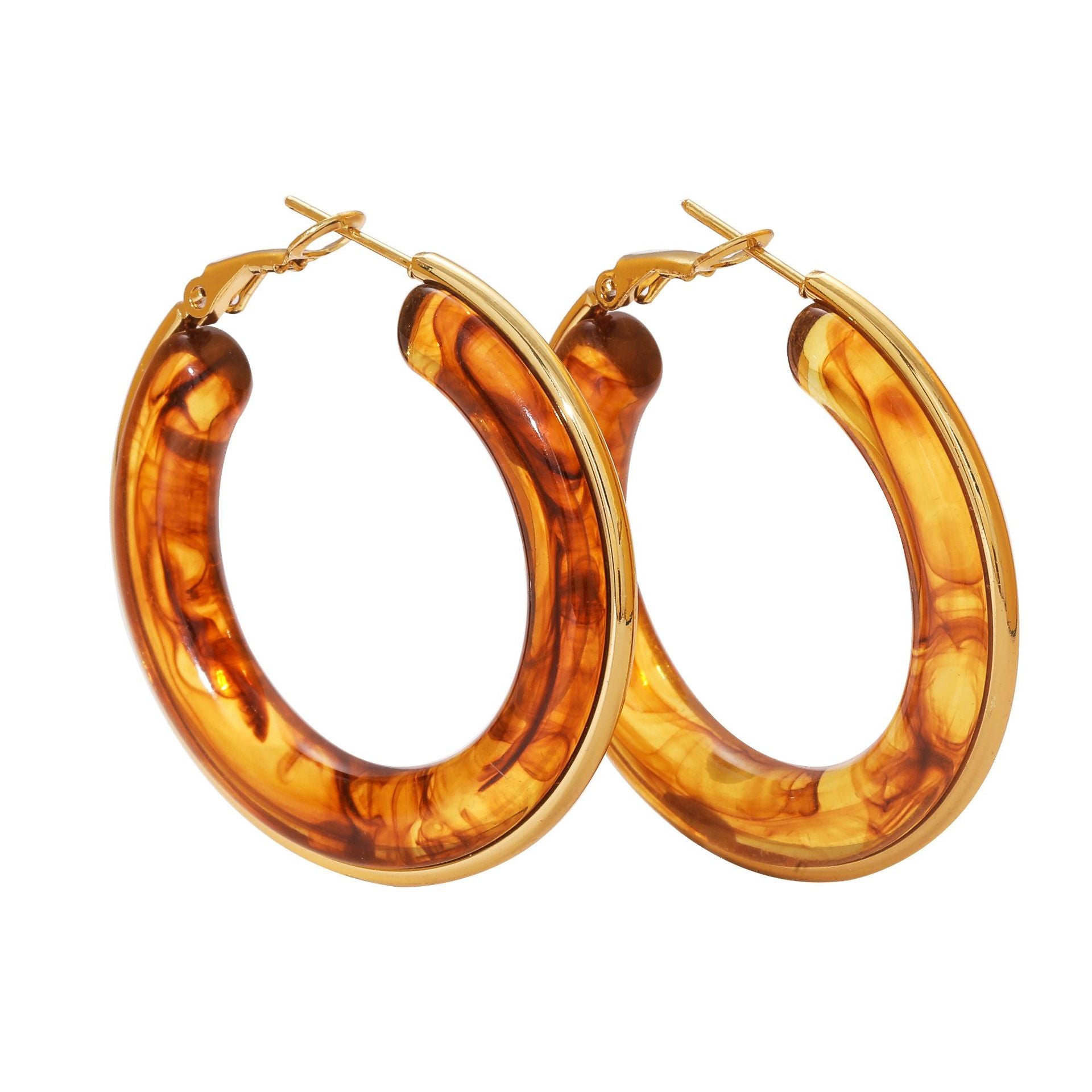 Wholesale Stainless Steel Earrings Resin Hoops Luxury  Earrings
