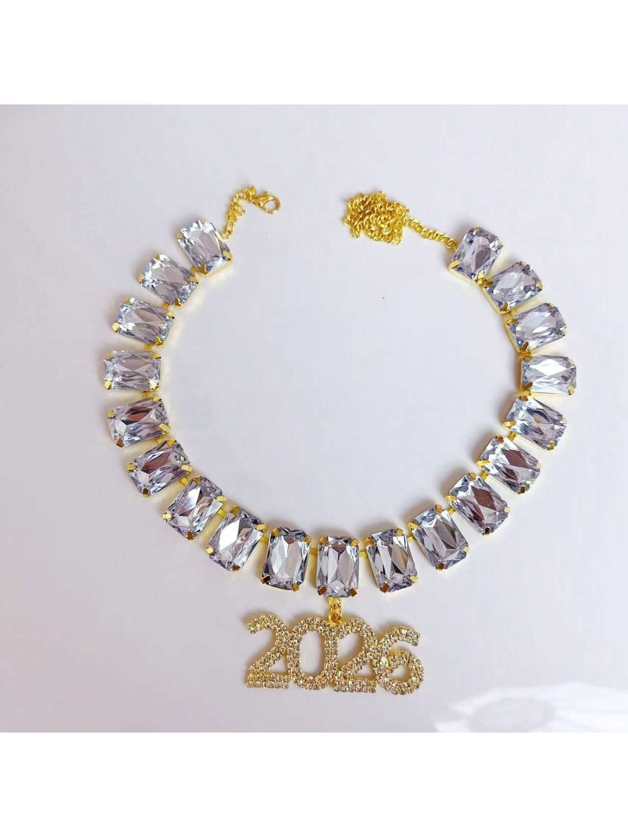 Wholesale 2026 letter full diamond geometric square Necklace