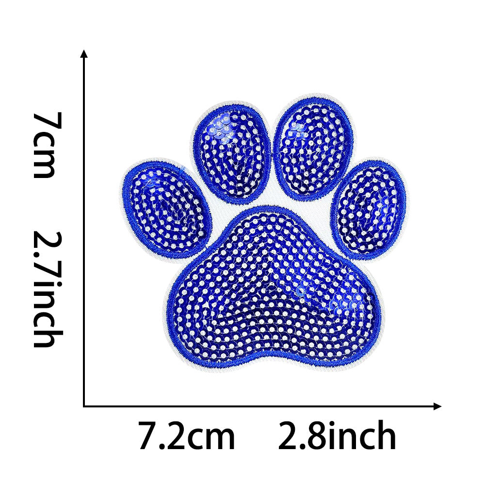 Wholesale Stylish Sequined Paw Print Iron On Patches Set Of 4 Colorful Animal Footprint Embroidery Appliques For DIY Fashion Pet Bags Cheerleading Costumes