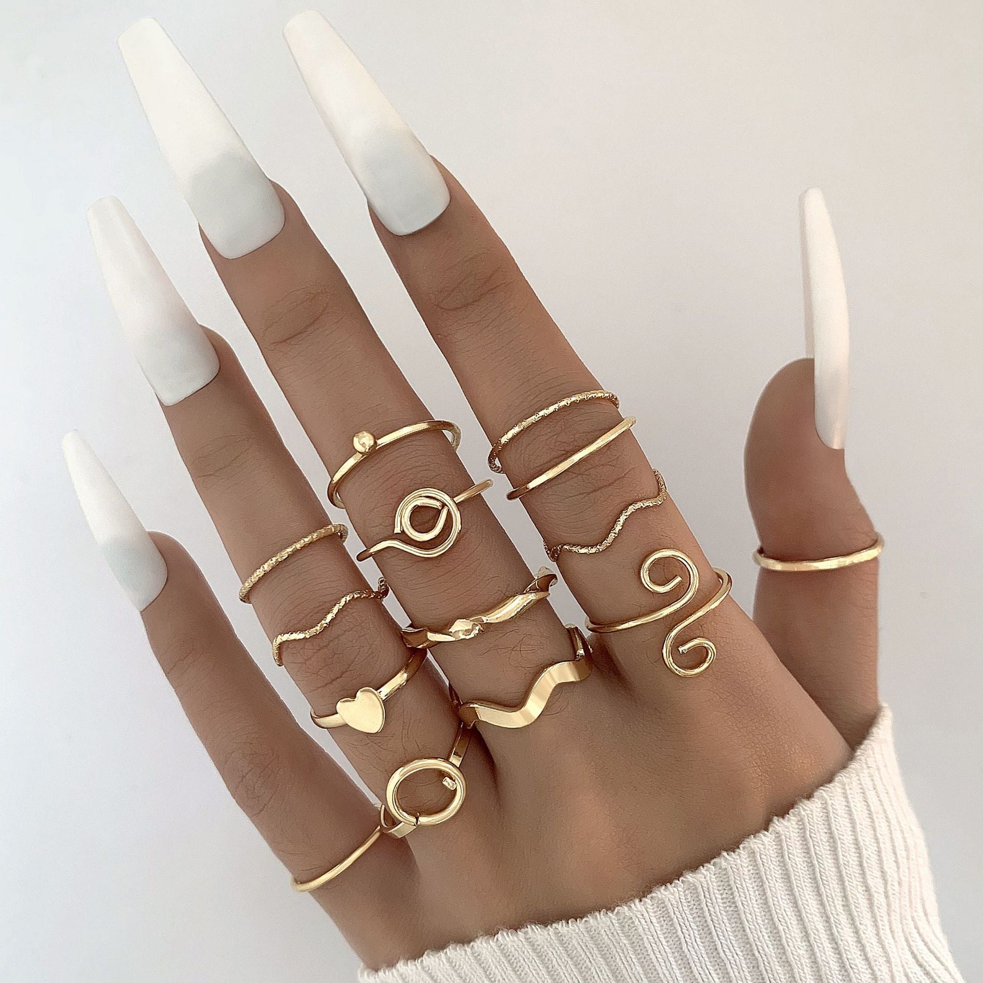 Wholesale Cool style multi-piece set of plain rings