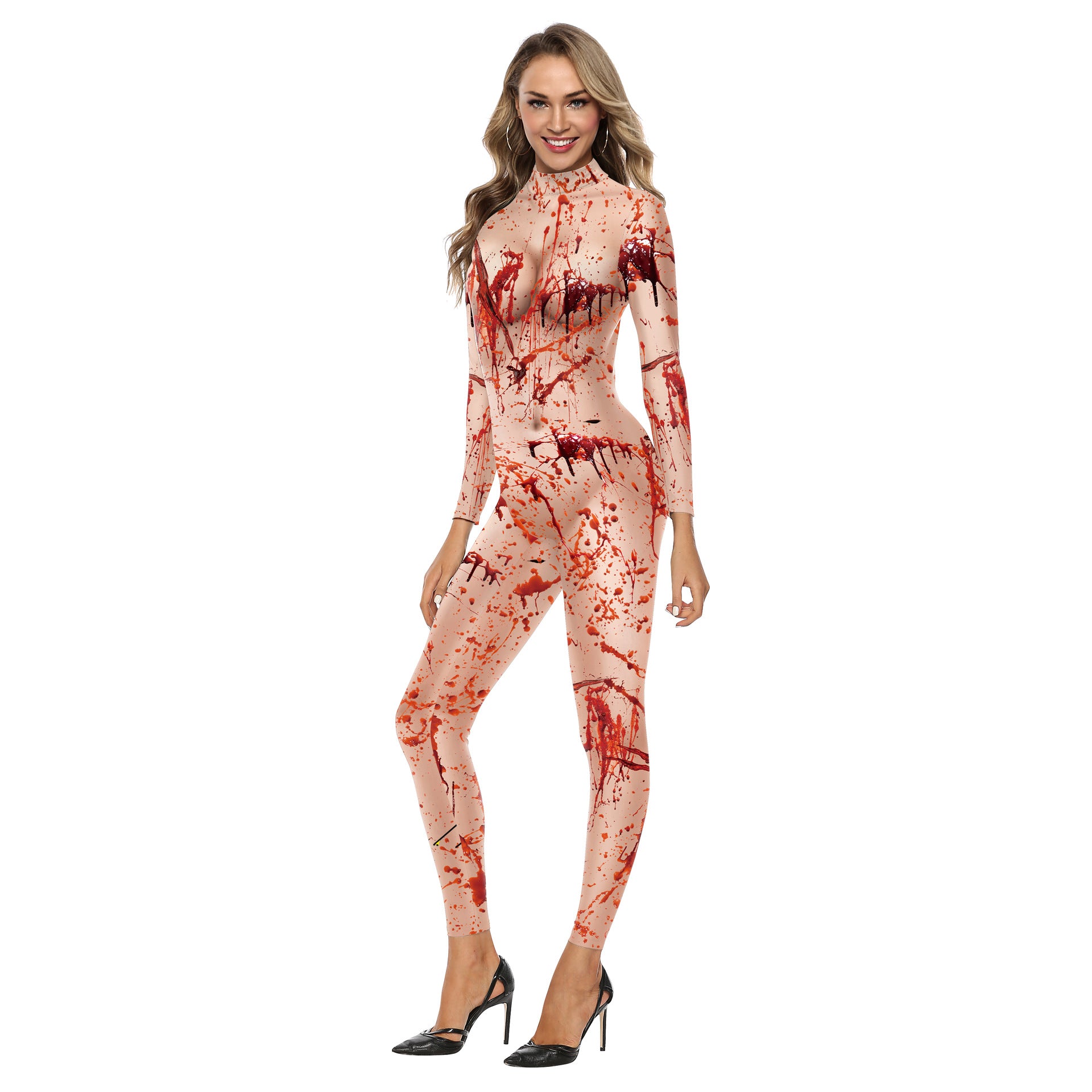Wholesale Halloween Jumpsuit Blood Stain Digital Print Jumpsuit Tights