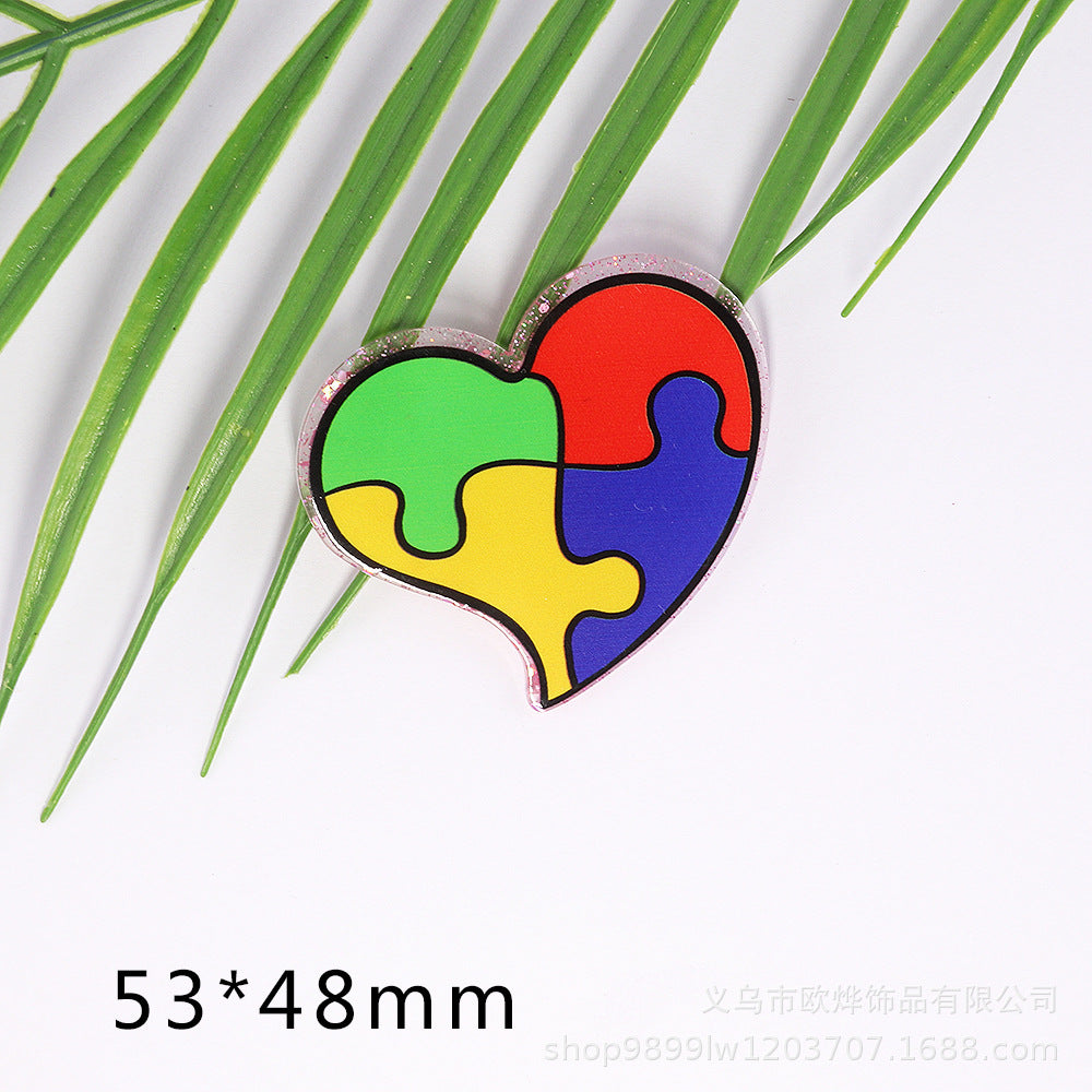 Wholesale 10pcs Cartoon Puzzle Peach Heart Ice Cream Acrylic DIY Patch Accessories