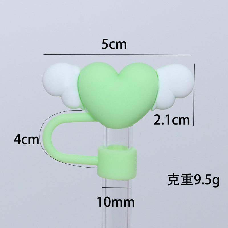 Wholesale 10mm cartoon color love straw cap cup accessories