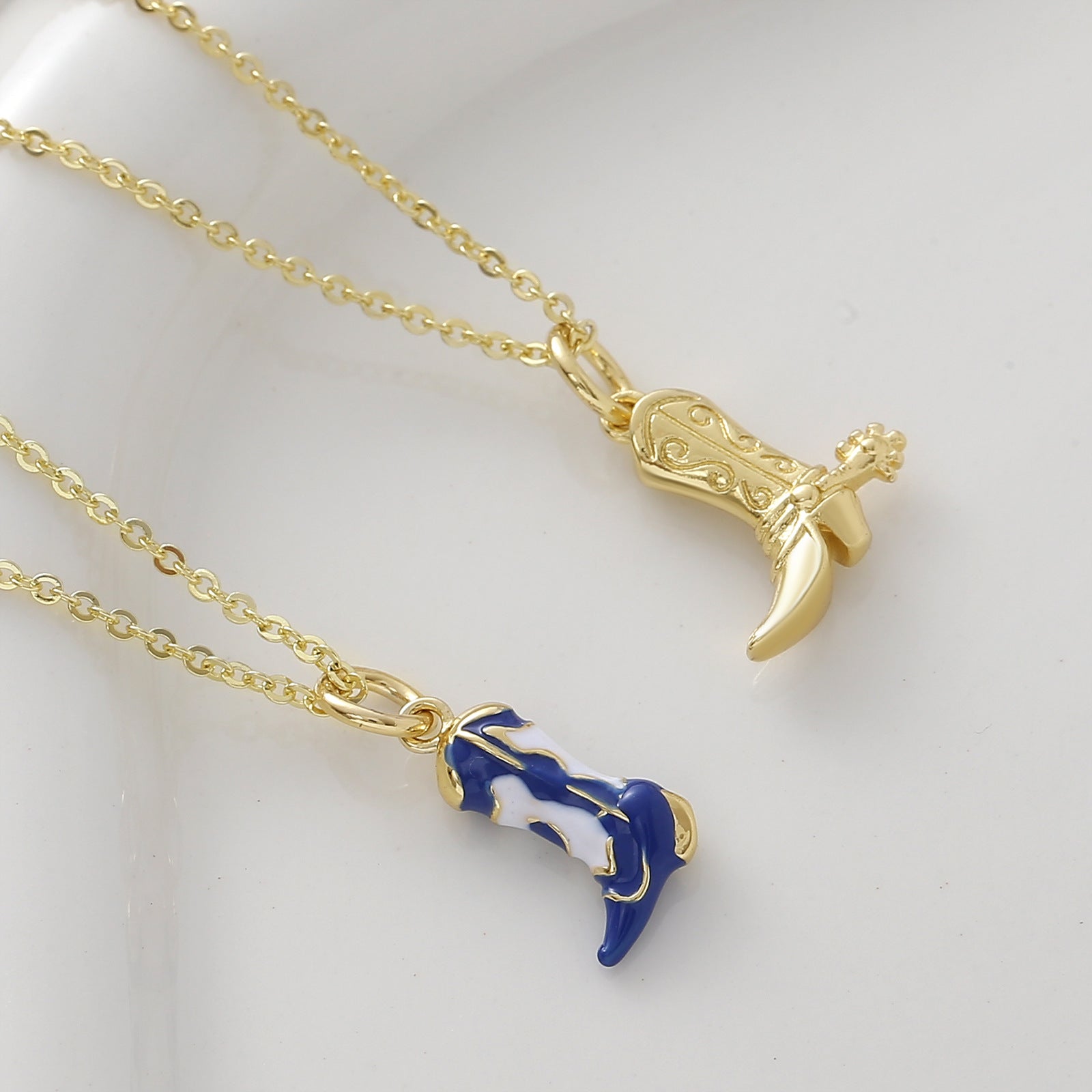 Wholesale Western cowboy boots punk retro collarbone chain