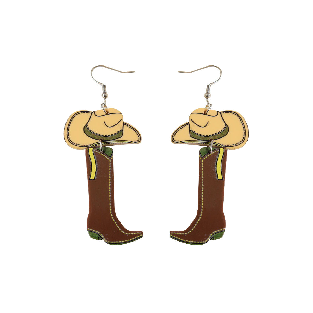 Wholesale Western Style Cowboy Hats Boots Vintage Acrylic Earrings