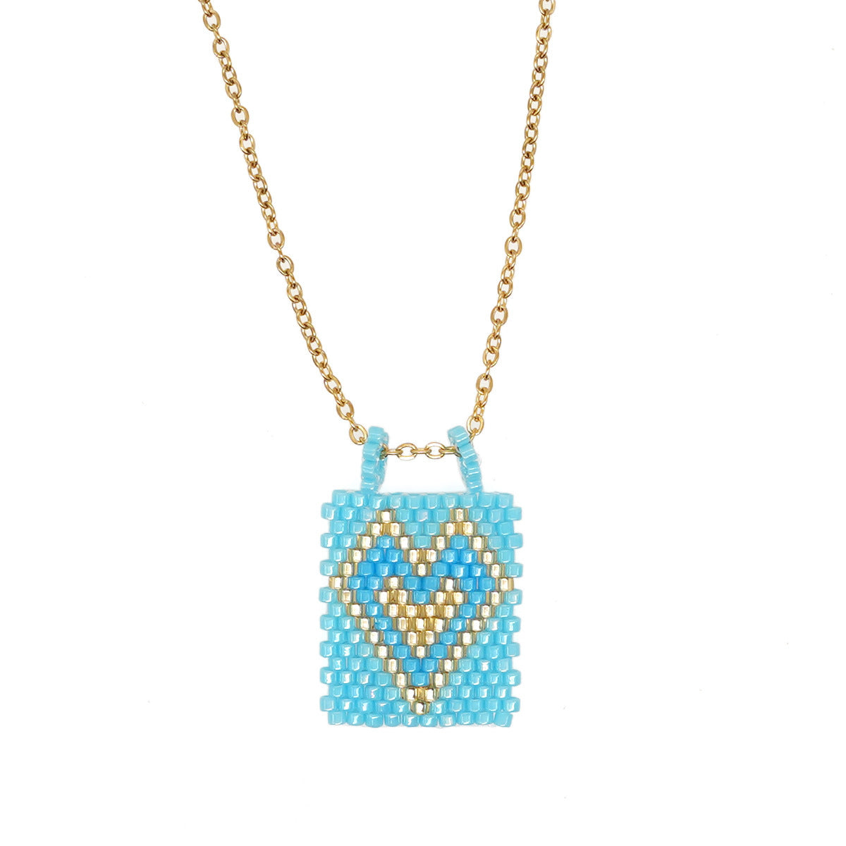 Wholesale Square Tag Rice Bead Necklace