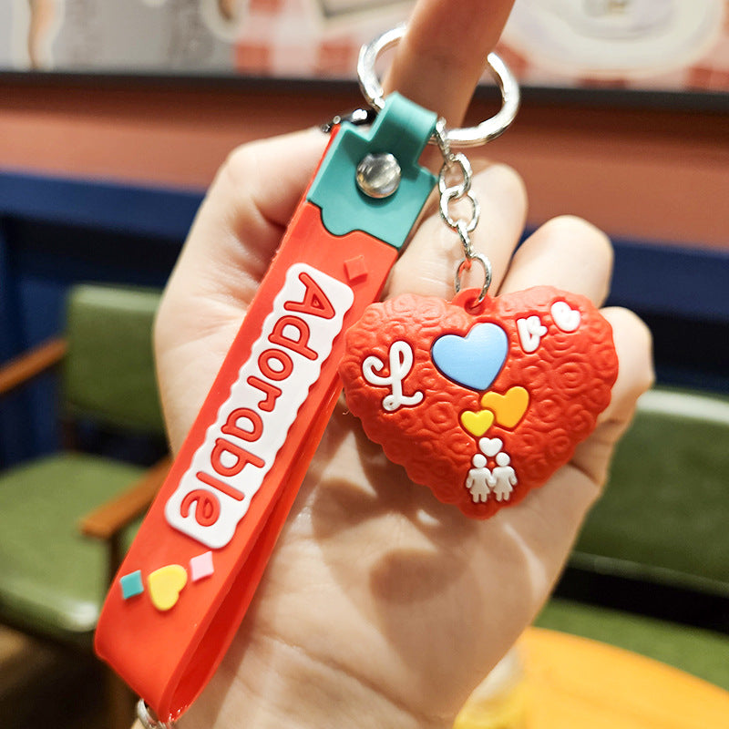 Wholesale Valentine's Day Peach Heart PVC Keychains
