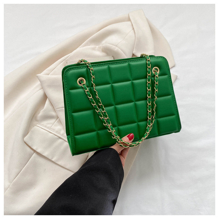 Wholesale PU Square Candy Color Retro Diagonal Cross Single Shoulder Chain Small Square Bag