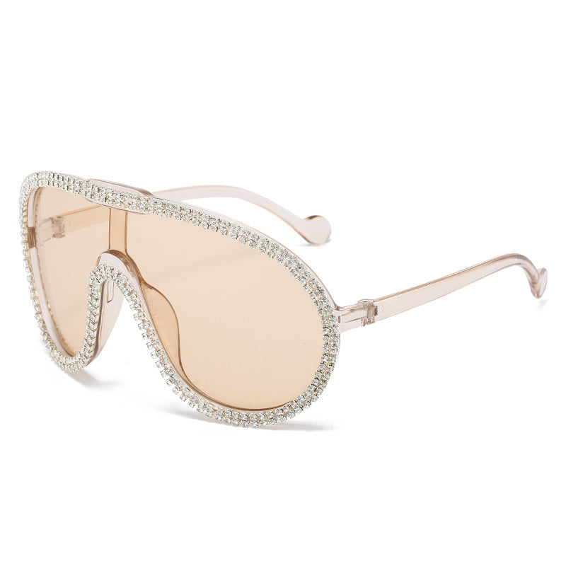 Wholesale Large Frame Diamond One-piece Fashionable Aviator Sunglasses