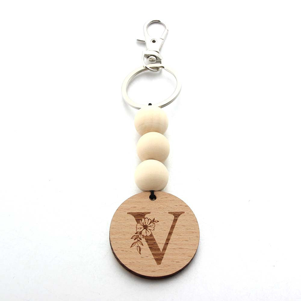 Wholesale Letter Bull Head Wooden Beads Wooden Tag Keychain