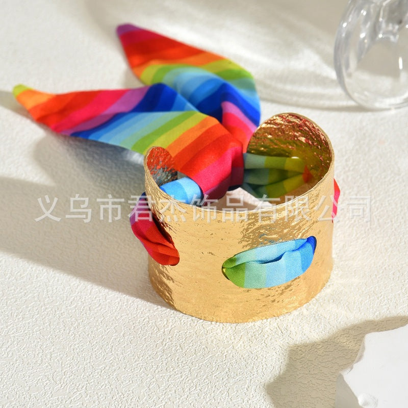 Wholesale Rainbow f heart metal irregular bracelet