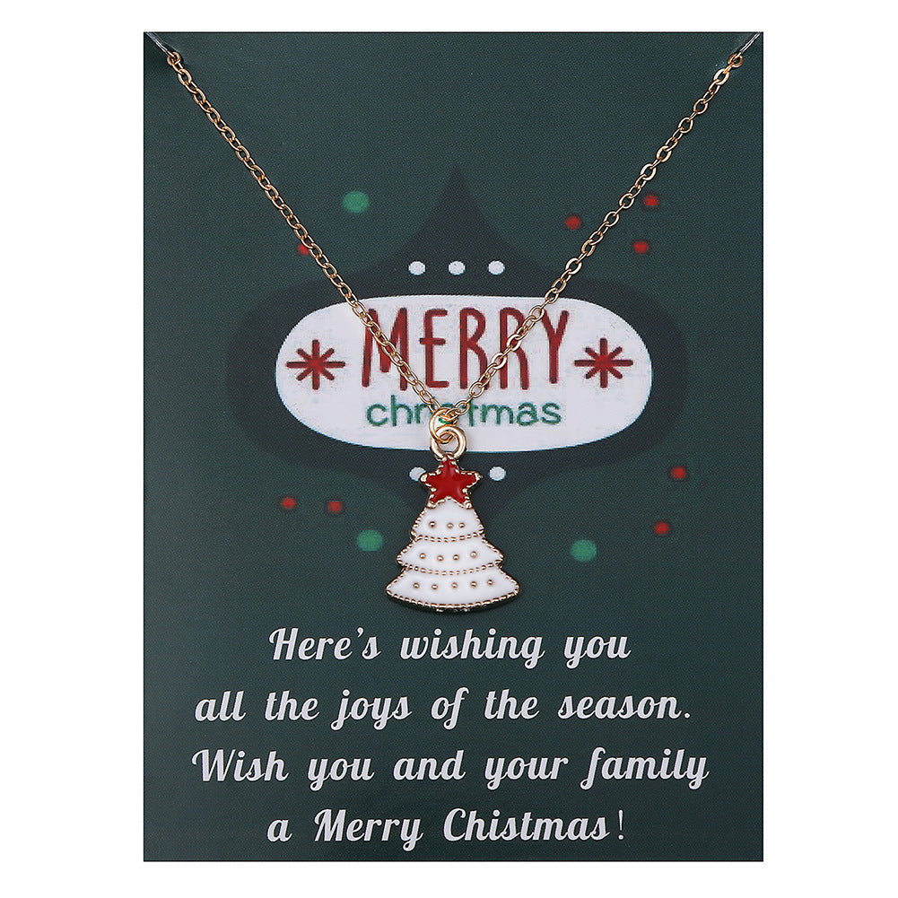 Wholesale Christmas Tree Pendant Card Necklace Clavicle Chain