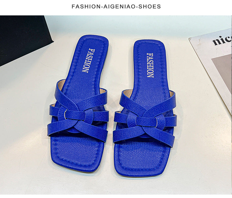 Wholesale Braided Flat Beach Slippers