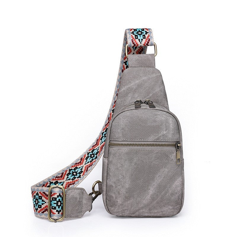 Wholesale Wide Shoulder Strap PU Chest Bag Single Shoulder Bag