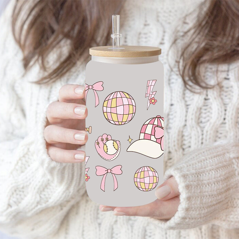 Wholesale Baseball Bow Series  16oz Cup UV DTF Wraps