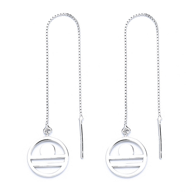 Wholesale S925 Sterling Silver Long Ear Line Twelve Constellation Valentine's Day Gift Tassel Earrings 925 Spring Earrings