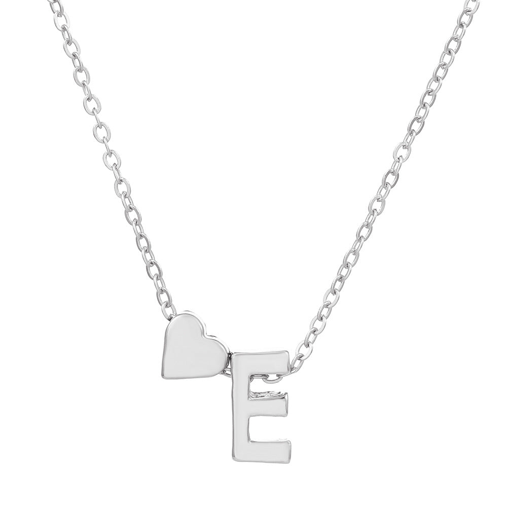Wholesale love 26 English letters creative heart-shaped short clavicle chain