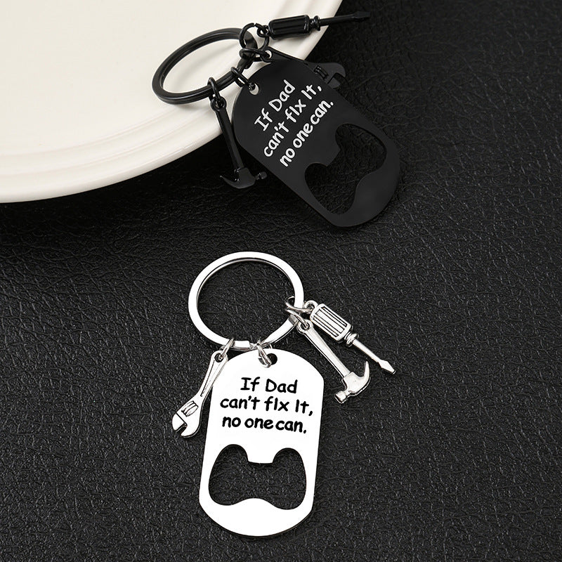 Wholesale Stainless Steel Father's Day Bottle Opener Laser Engraving Gift Keychain