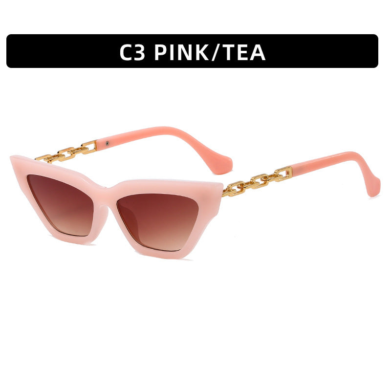 Wholesale PC Chain Cat Eye Retro Small Frame Sunglasses