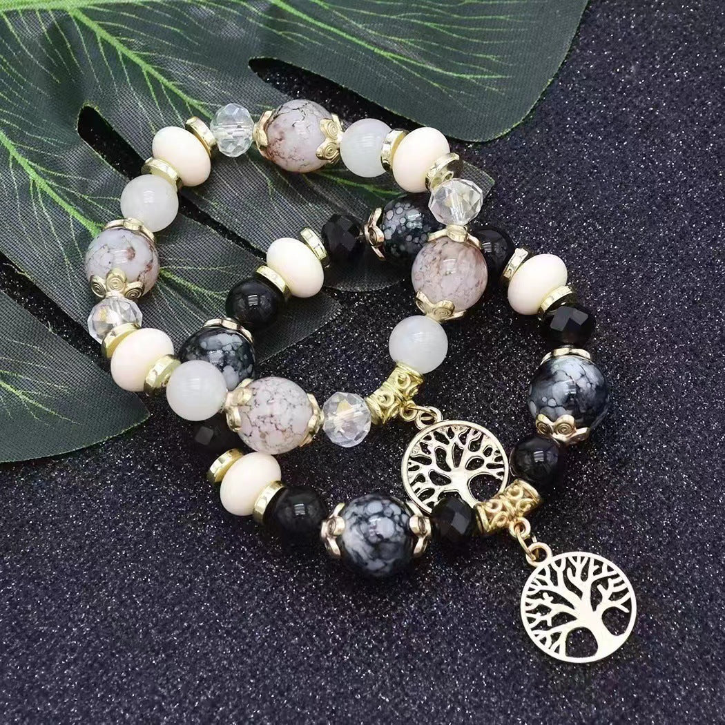 Wholesale Simple Light Luxury Glass Imitation Crystal Stone Tree of Life Bracelet