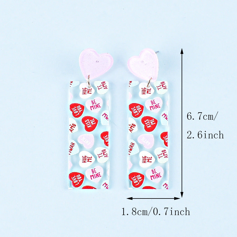 Wholesale Valentine's Day Heart Letter Love Heart Shape Red Pink Earrings