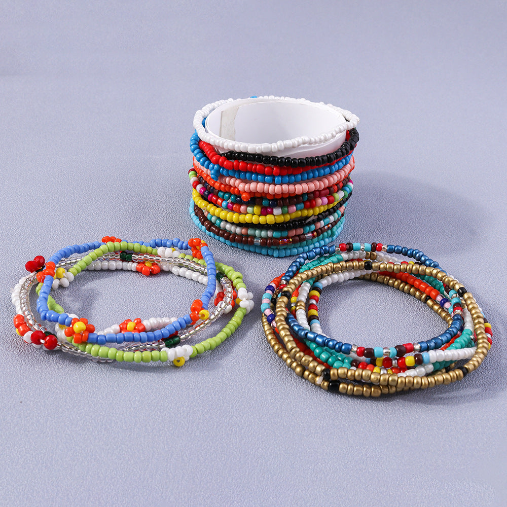 Wholesale Color Rice Beads Flower Resin Bracelet