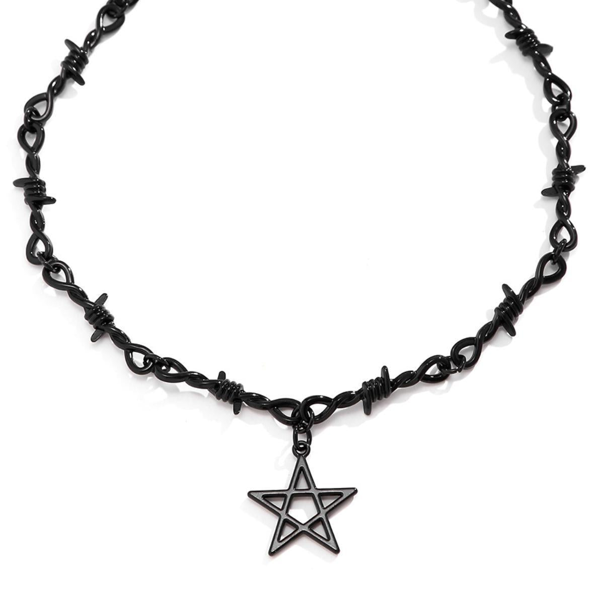 Wholesale five-pointed star spice collarbone necklace female subculture thorns personality sweet cool Joker