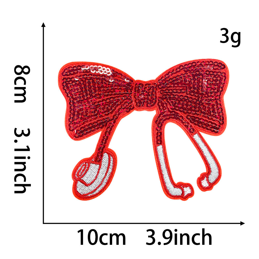 Wholesale Sequin Stethoscope Shape Iron On Patch DIY Hot Melt Adhesive Backing Embroidered Decorative Applique For Coat Craft Supply