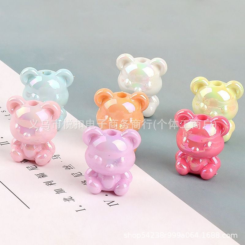 Wholesale 10pcsColorful 17mm bear straight hole loose beads DIY beads