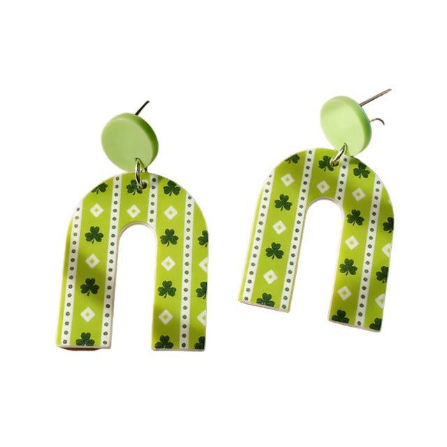 Wholesale St.  Patrick' s Day Shamrock Acrylic Earrings