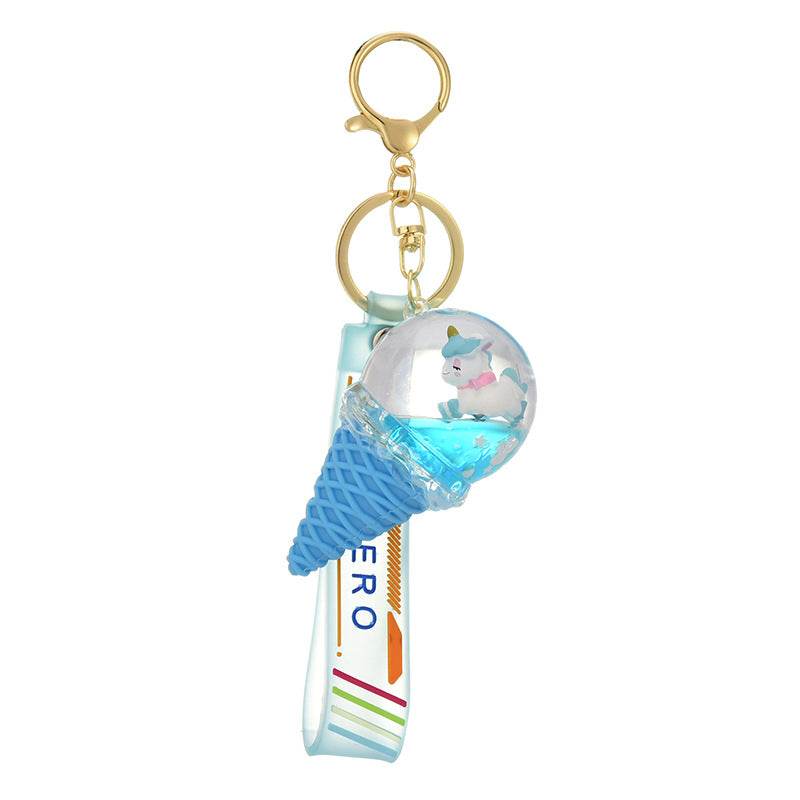 Wholesale Ice Cream Crystal Ball Quicksand Keychain