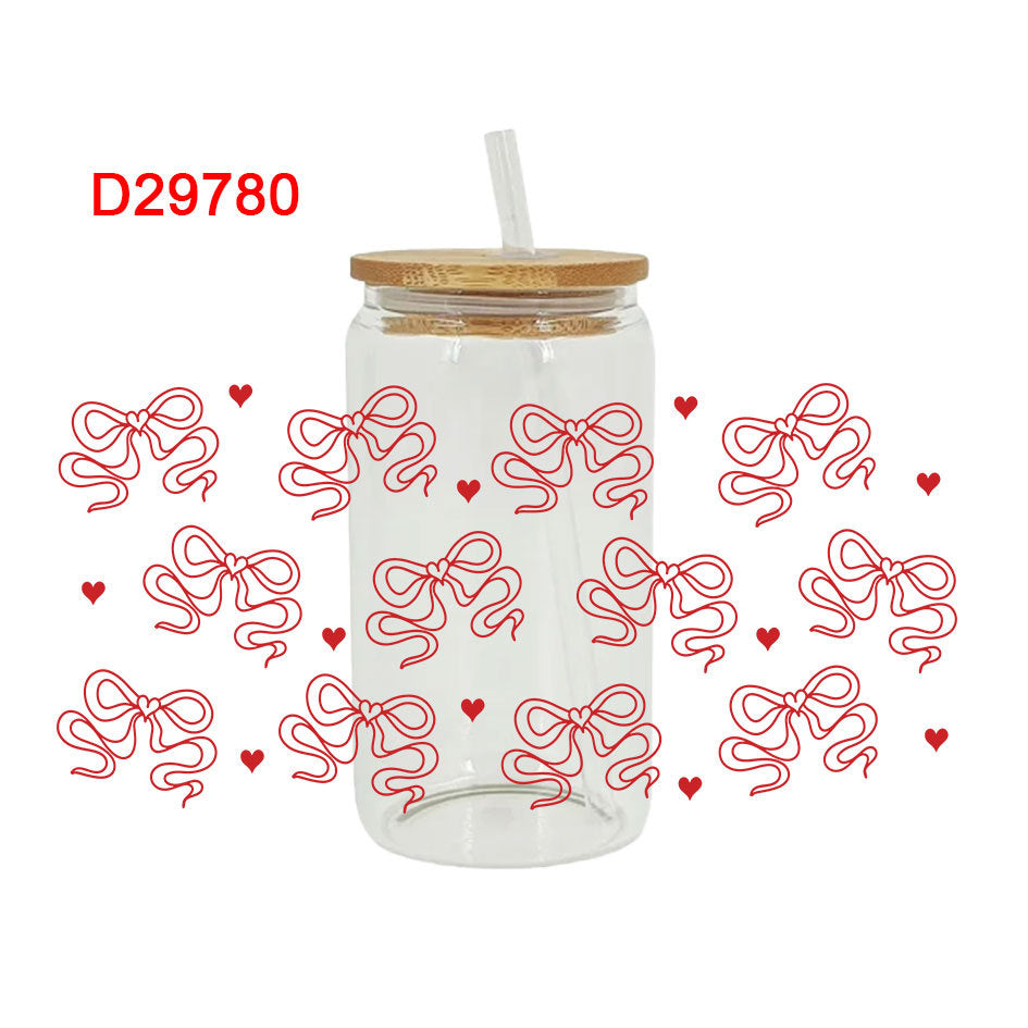 Wholesale Pink Cartoon Bow 16oz Cup UV DTF Wraps