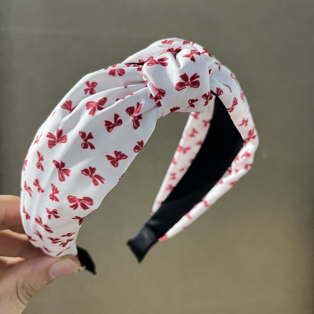 Wholesale Fabric red striped plaid solid color cherry heart wide-brimmed bow combination headband
