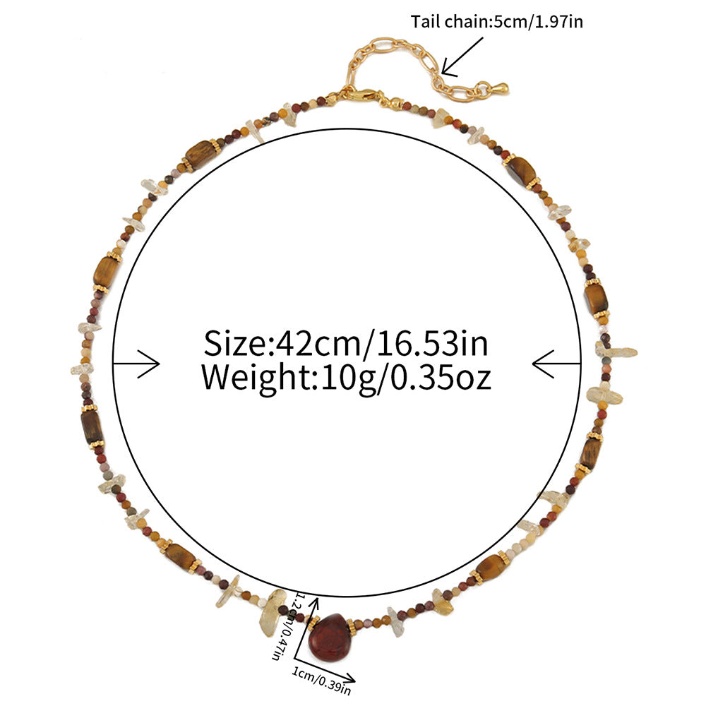 Wholesale Maillard Tiger Eye Stone Beaded Sweater Chain