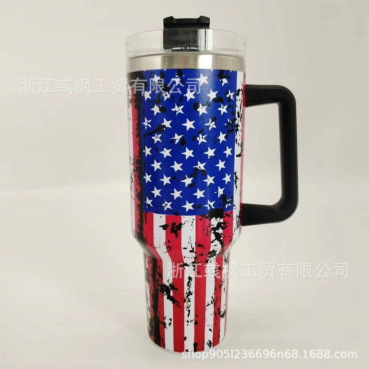 Wholesale 5D Stars and Stripes 40oz Car Cup Car Stainless Steel Tumbler Mug with Handle