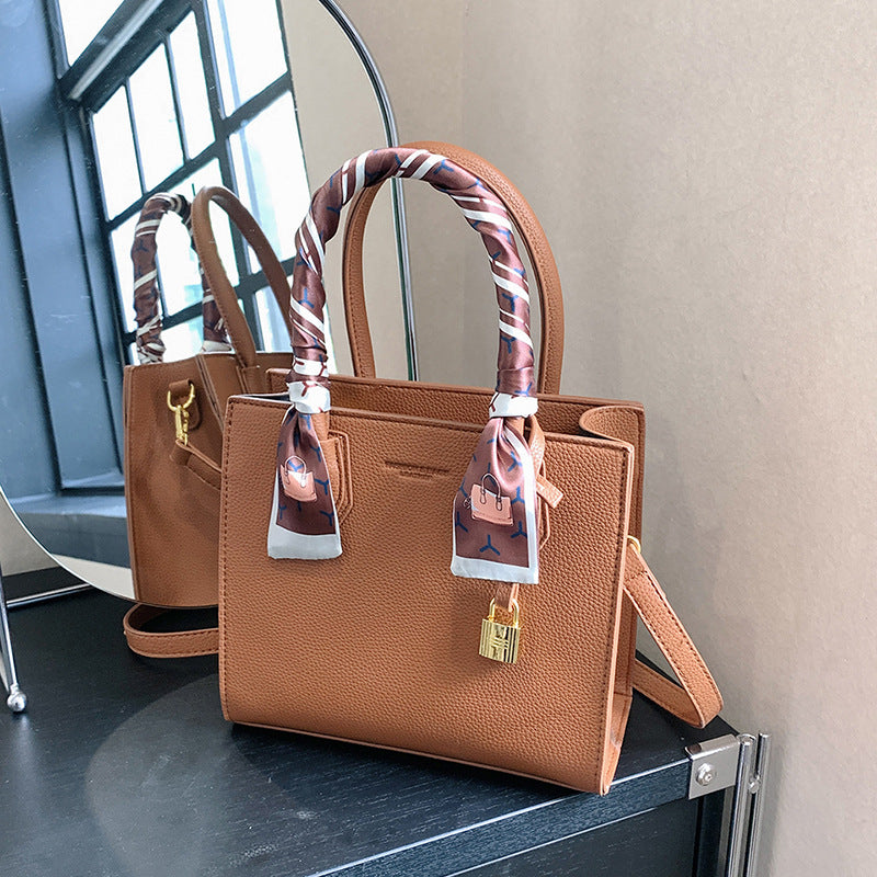 Wholesale 2023 PU Simple Scarf Texture Handheld Tote Bag Crossbody Shoulder Bag